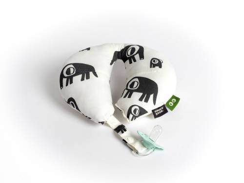 SIMPLY GOOD Neck Cushion Small - Grey Elephants/White